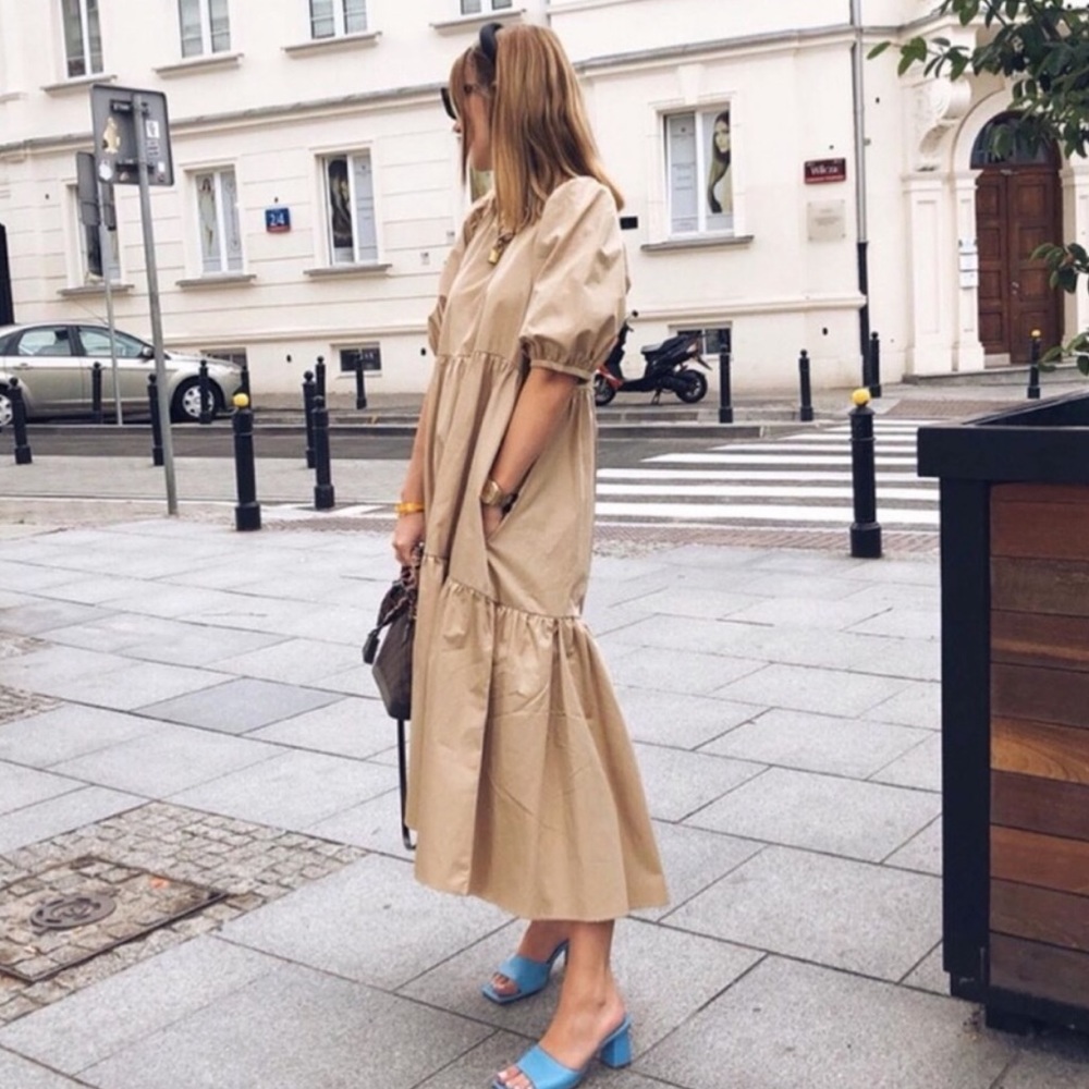 Zara puff sleeve midi dress